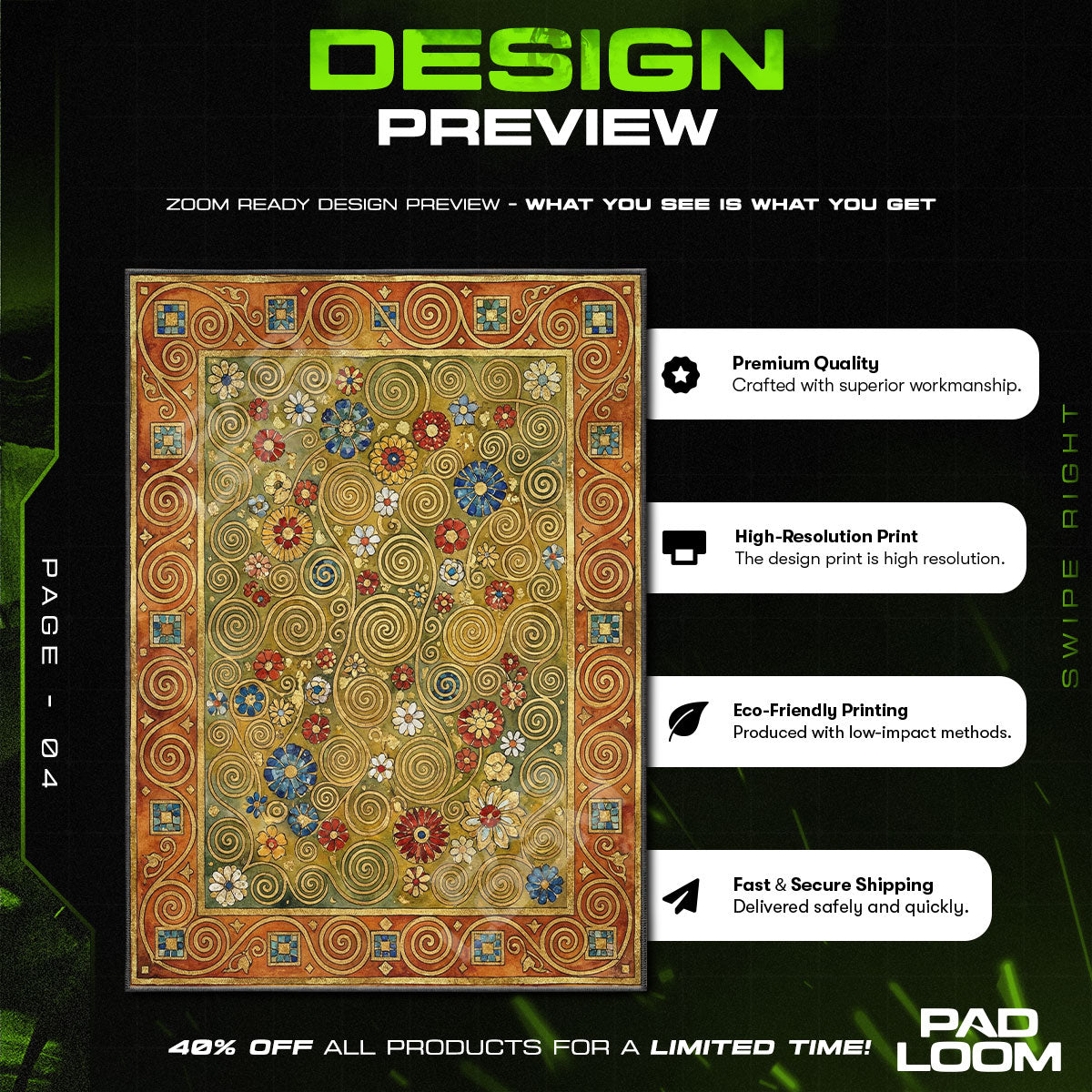 Celtic Spiral Garden Folk Art Area rug — main product view