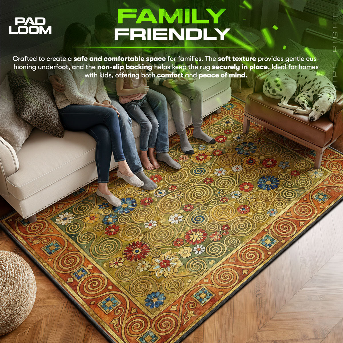 Area character design printed on rug