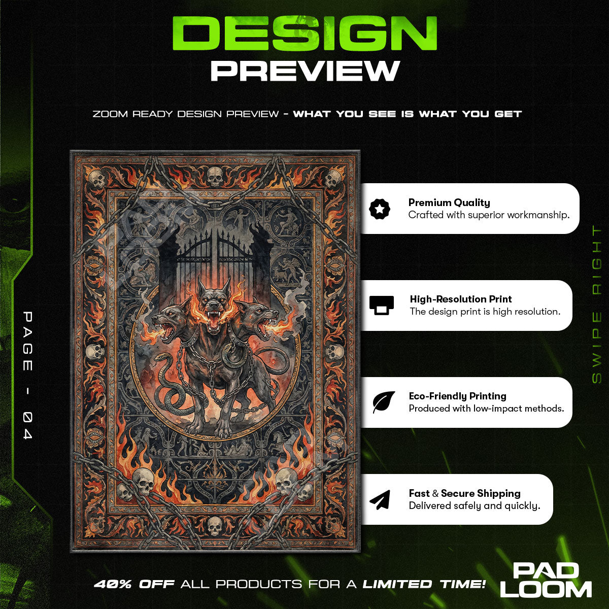 Cerberus Hades Gate Greek Mythology Dark Area rug — main product view