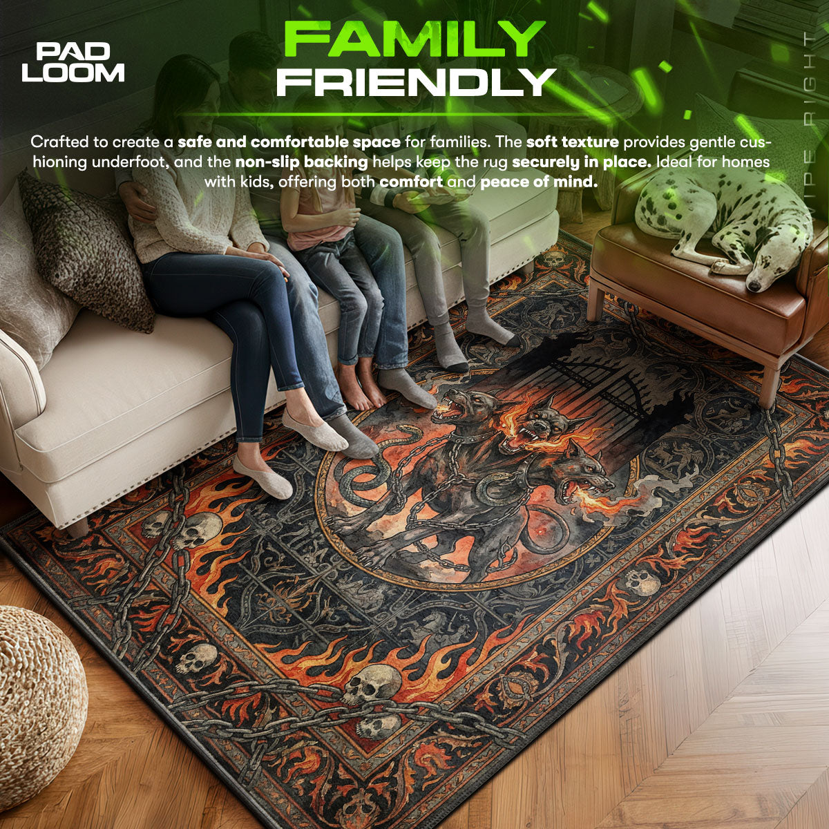 Area character design printed on rug