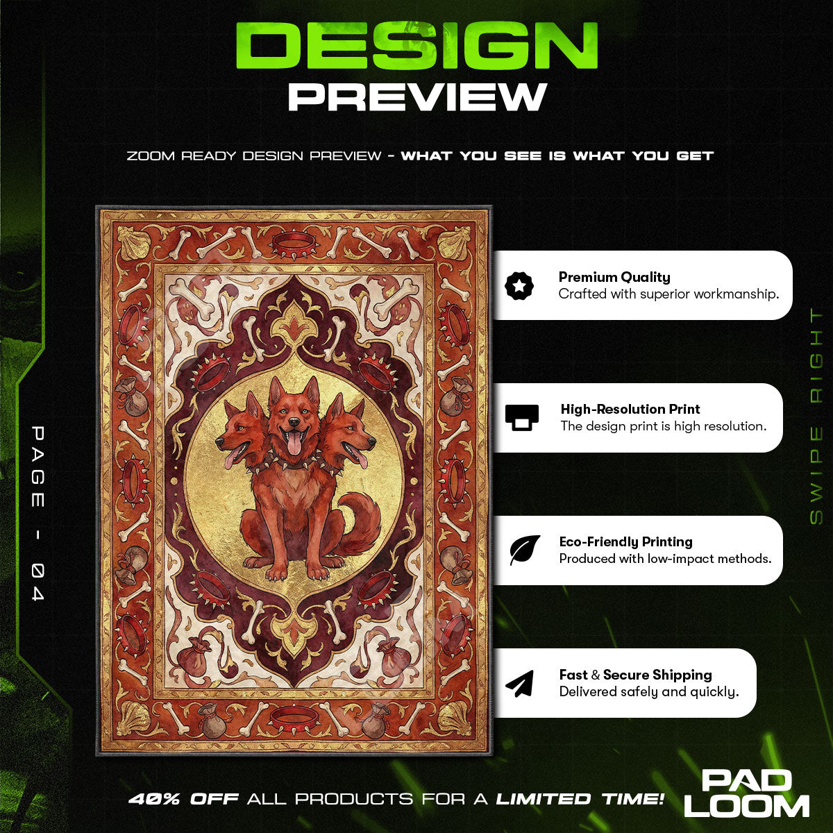 Cerberus Loyal Guardian Rug - Hades Chair Mat