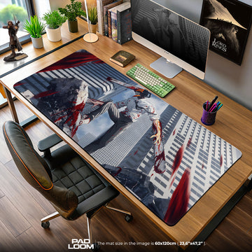 Chainsaw Man Battle Scene Mouse Pad, Urban Anime Desk Mat