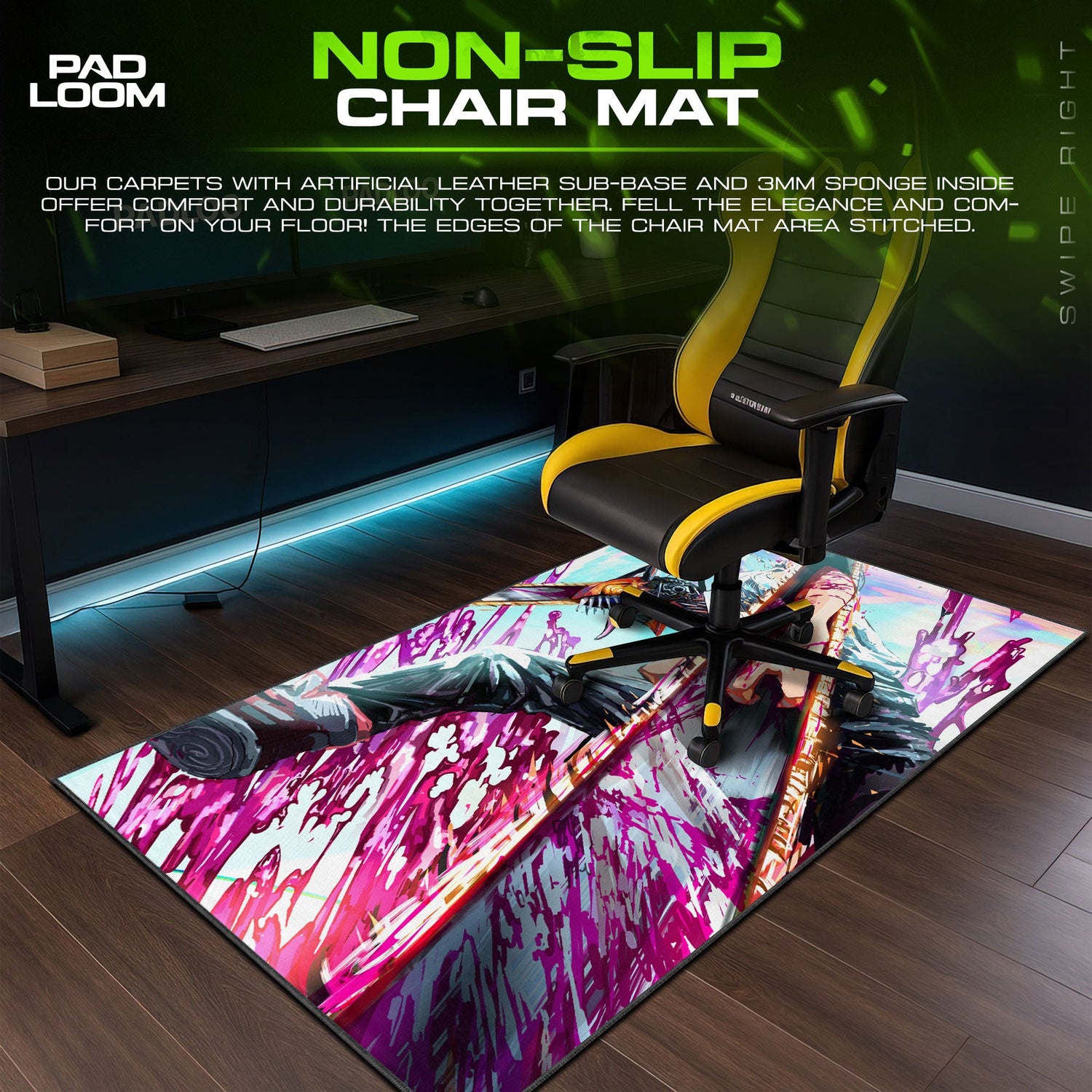 Chainsaw Man Battle Slash Mouse Pad, Anime Gaming Desk Mat Padloom