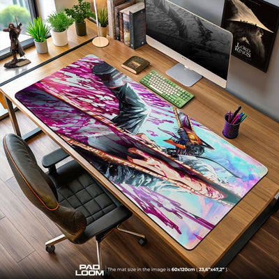 Chainsaw Man Battle Slash Mouse Pad, Anime Gaming Desk Mat