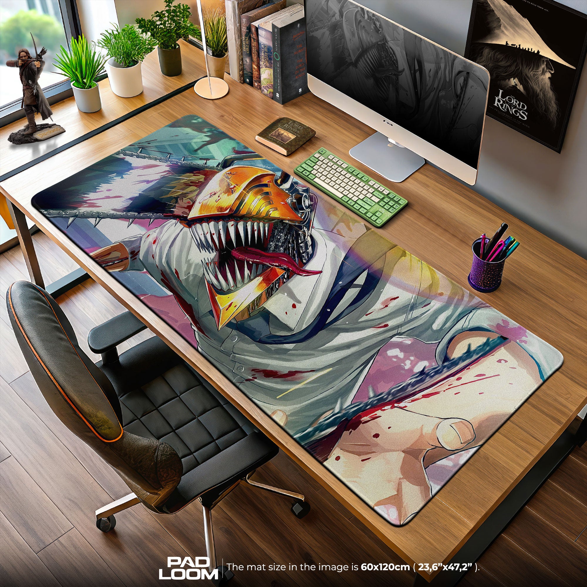 Chainsaw Man Blood Battle Mouse Pad, Intense Anime Desk Mat