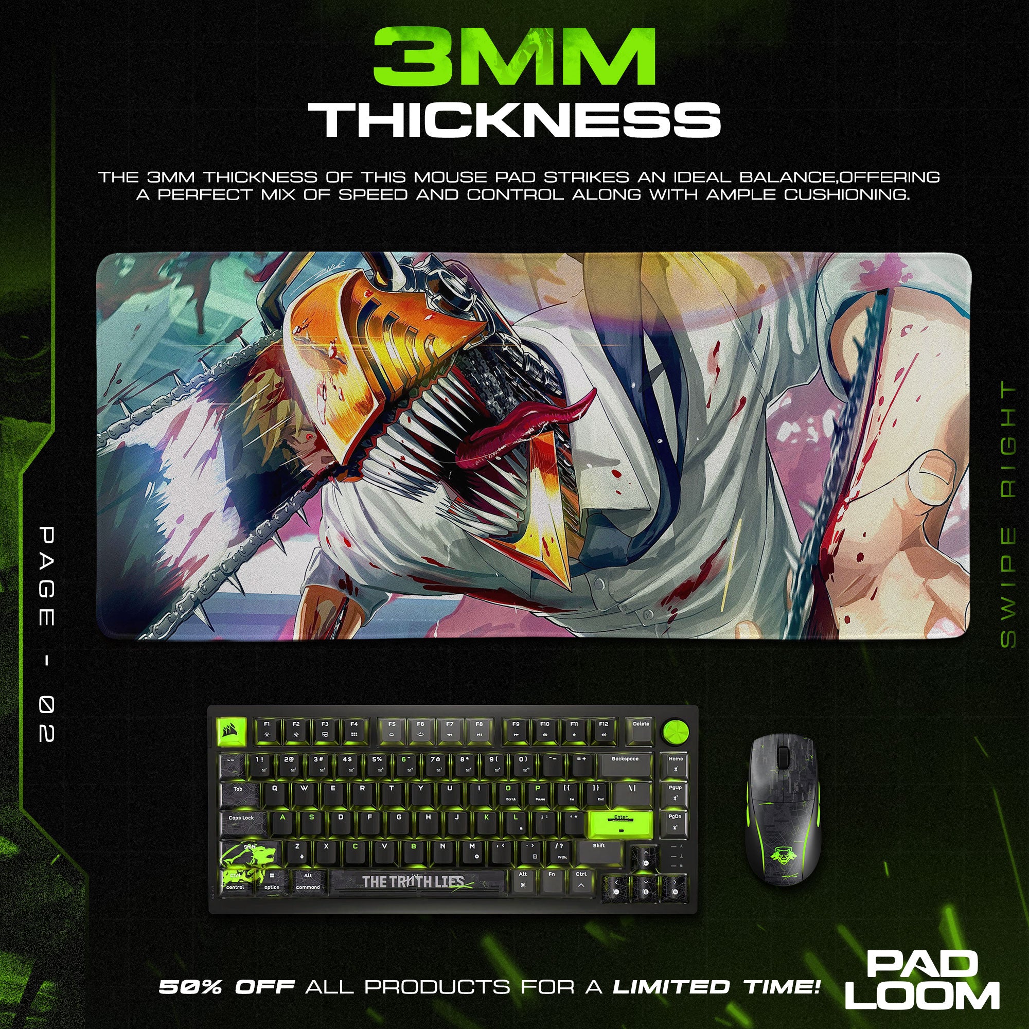 Chainsaw Man Blood Battle Mouse Pad, Intense Anime Desk Mat