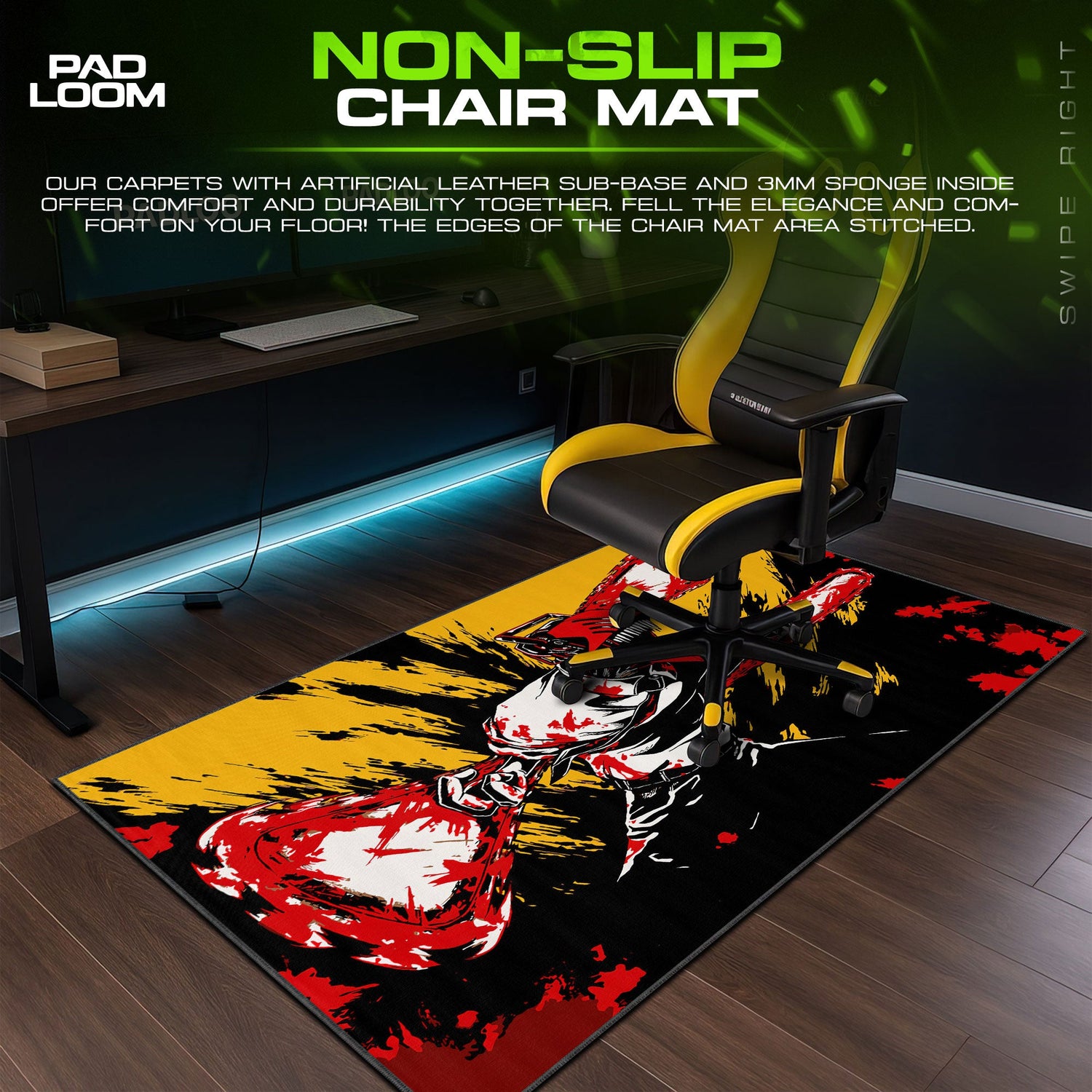 Chainsaw Man Blood Frenzy Mouse Pad, Anime Gaming Desk Mat Padloom