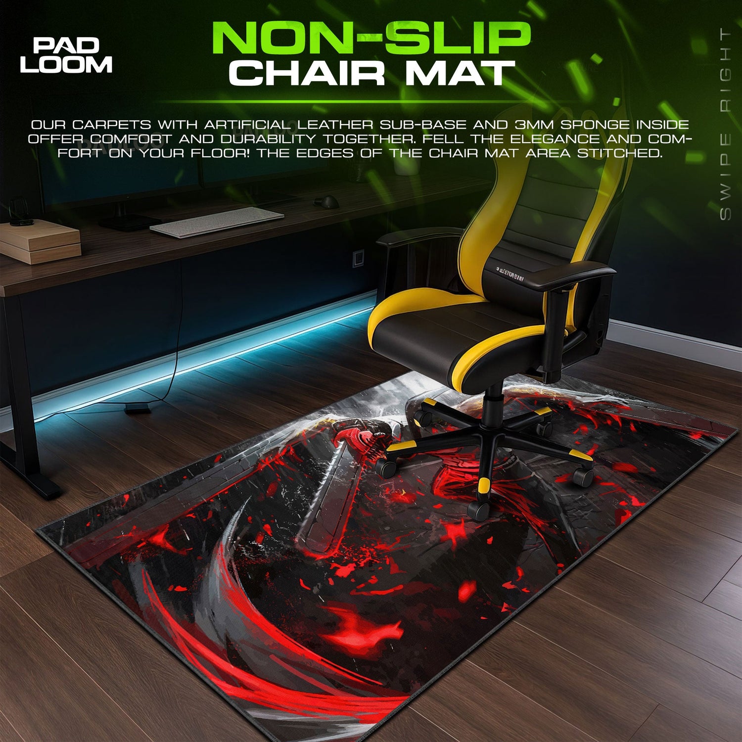 Chainsaw Man Crimson Rampage Mouse Pad, Anime Gaming Desk Mat Padloom