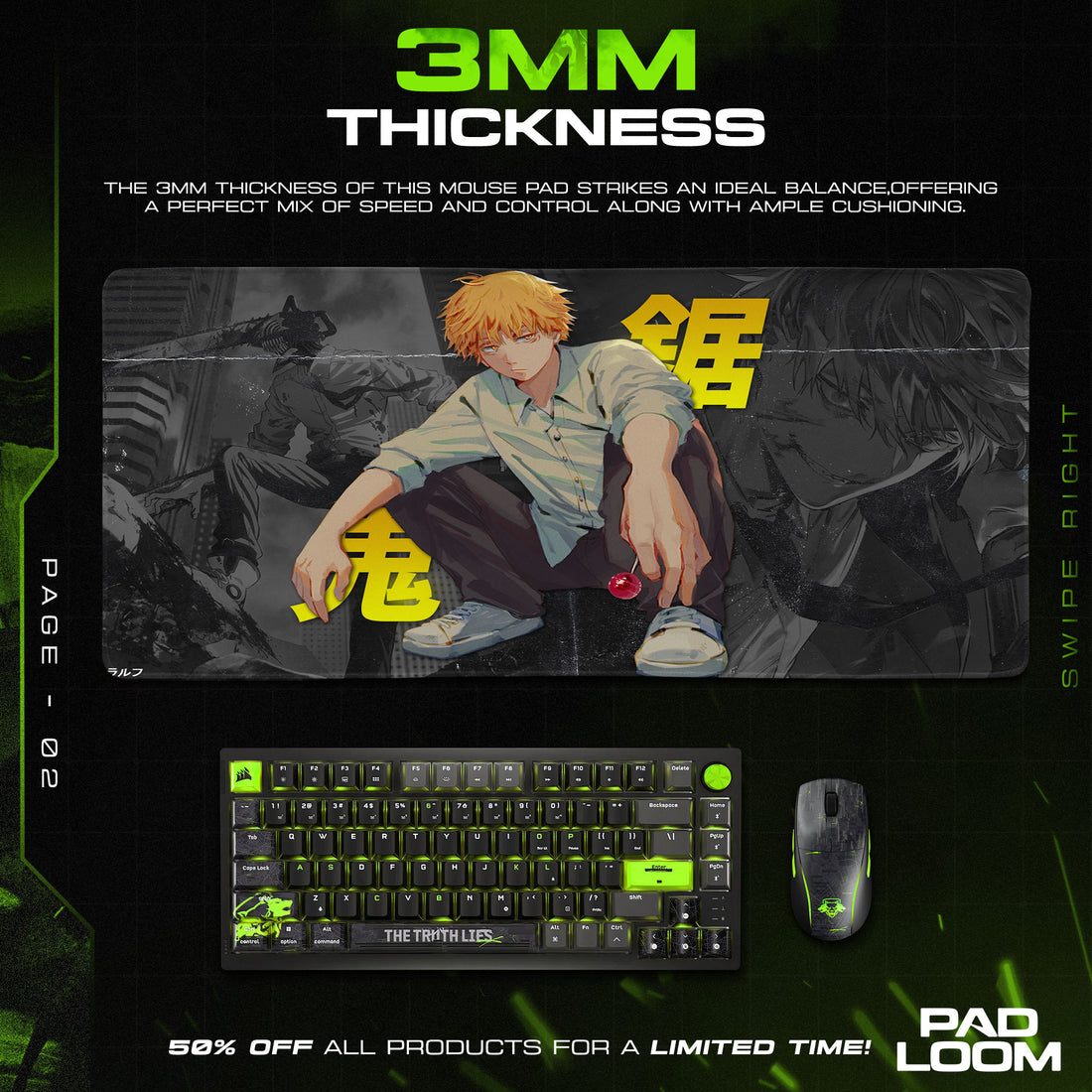 Chainsaw Man Denji Urban Pose Mouse Pad, Anime Gaming Desk Mat