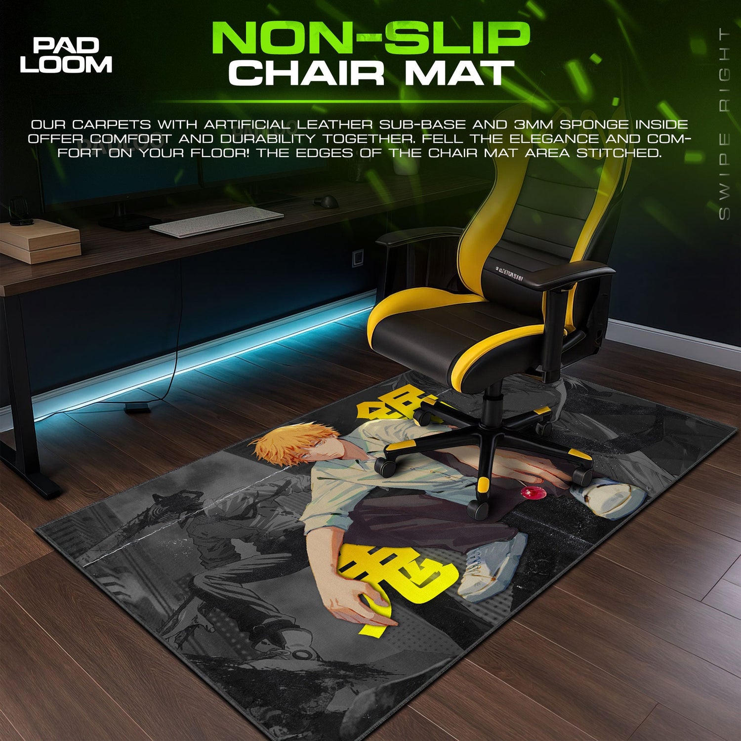 Chainsaw Man Denji Urban Pose Mouse Pad, Anime Gaming Desk Mat Padloom
