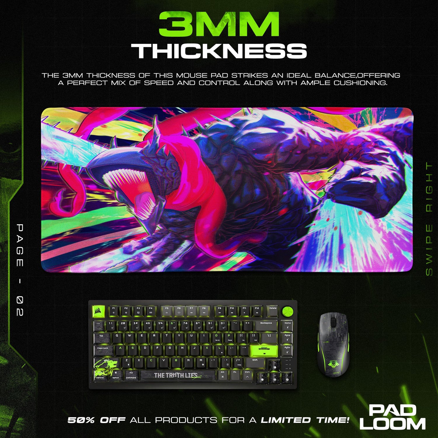Chainsaw Man Devil Unleashed Mouse Pad, Anime Gaming Desk Mat Padloom