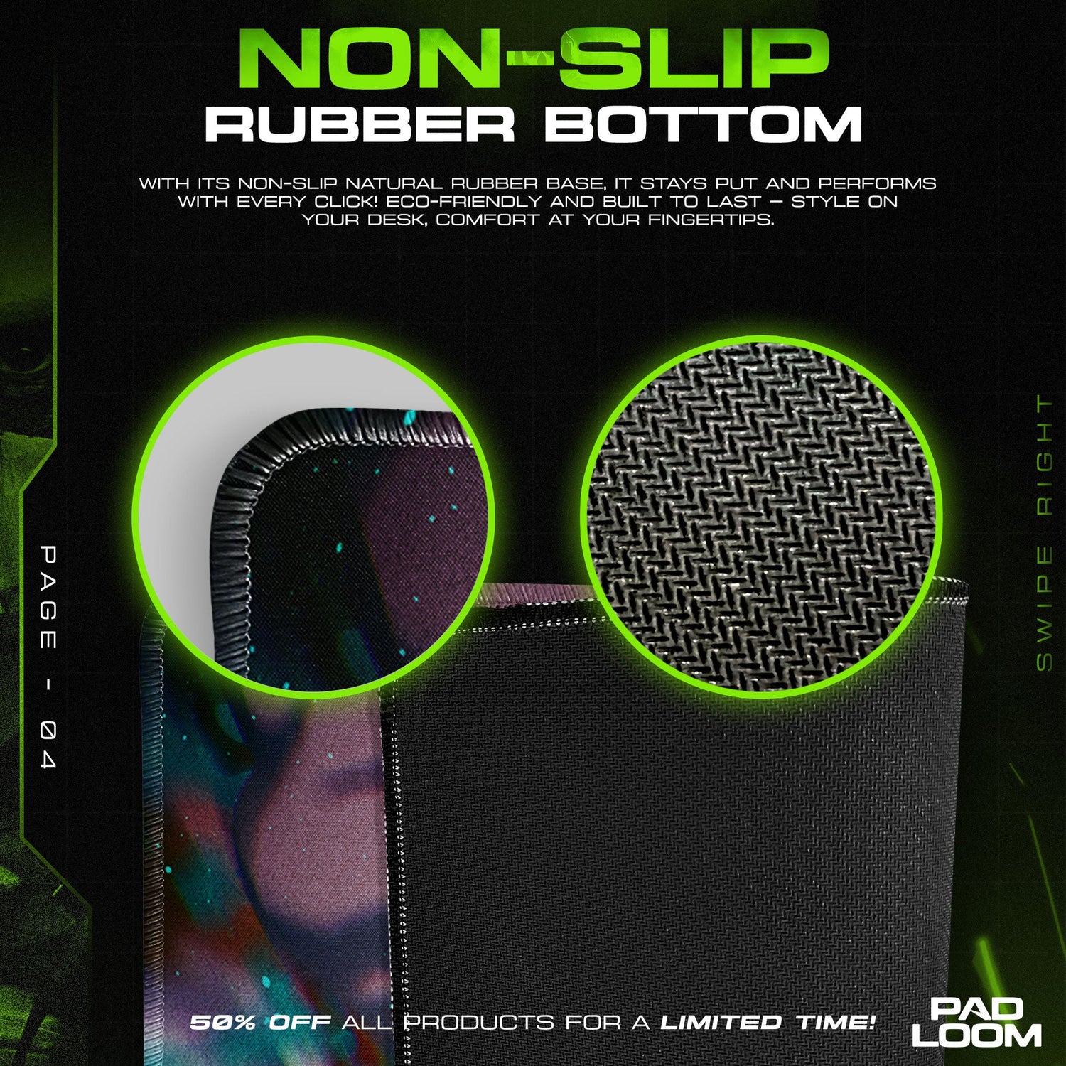 Chainsaw Man Fierce Leap Mouse Pad, Anime Gaming Desk Mat Padloom