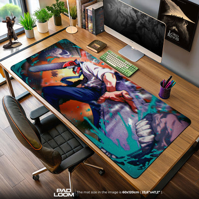 Chainsaw Man Fierce Leap Mouse Pad, Anime Gaming Desk Mat