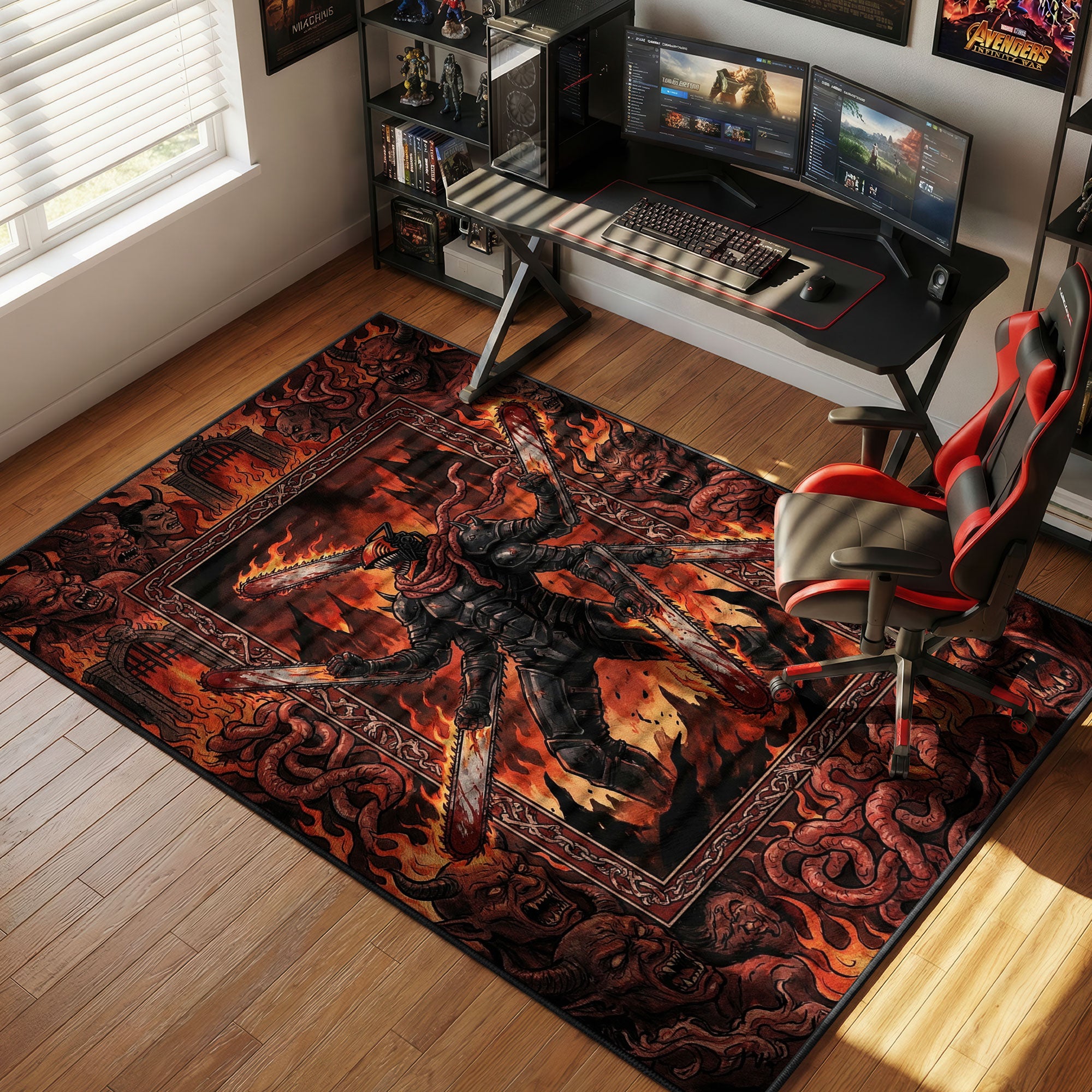 Chainsaw Man Hero Hell Inferno Chainsaw Man Chair rug — main product view