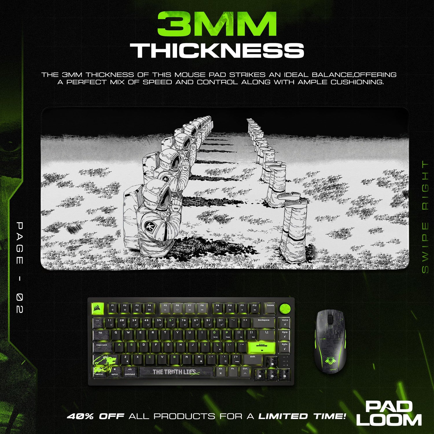 Chainsaw Man Katana Graveyard Mouse Pad, Manga Panel Gaming Desk Mat Padloom