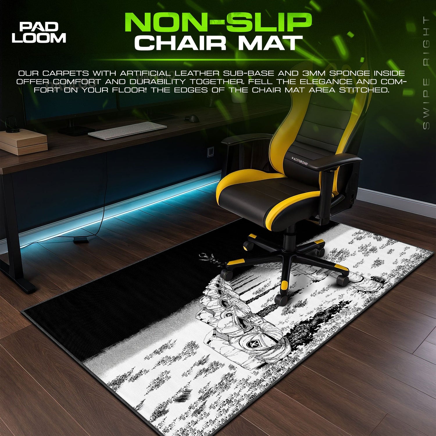 Chainsaw Man Katana Graveyard Mouse Pad, Manga Panel Gaming Desk Mat Padloom