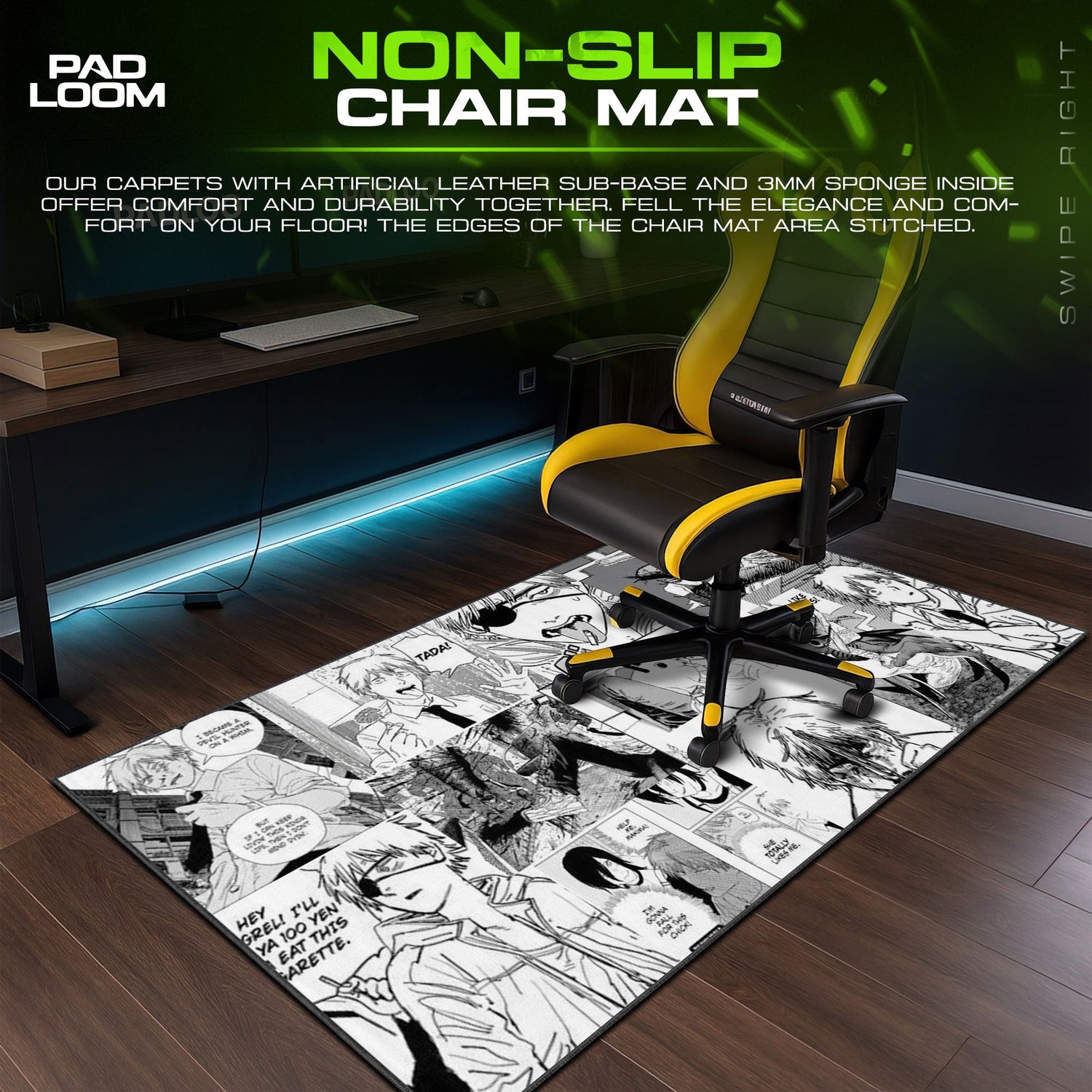 Chainsaw Man Manga Collage Mouse Pad, Anime Gaming Desk Mat Padloom
