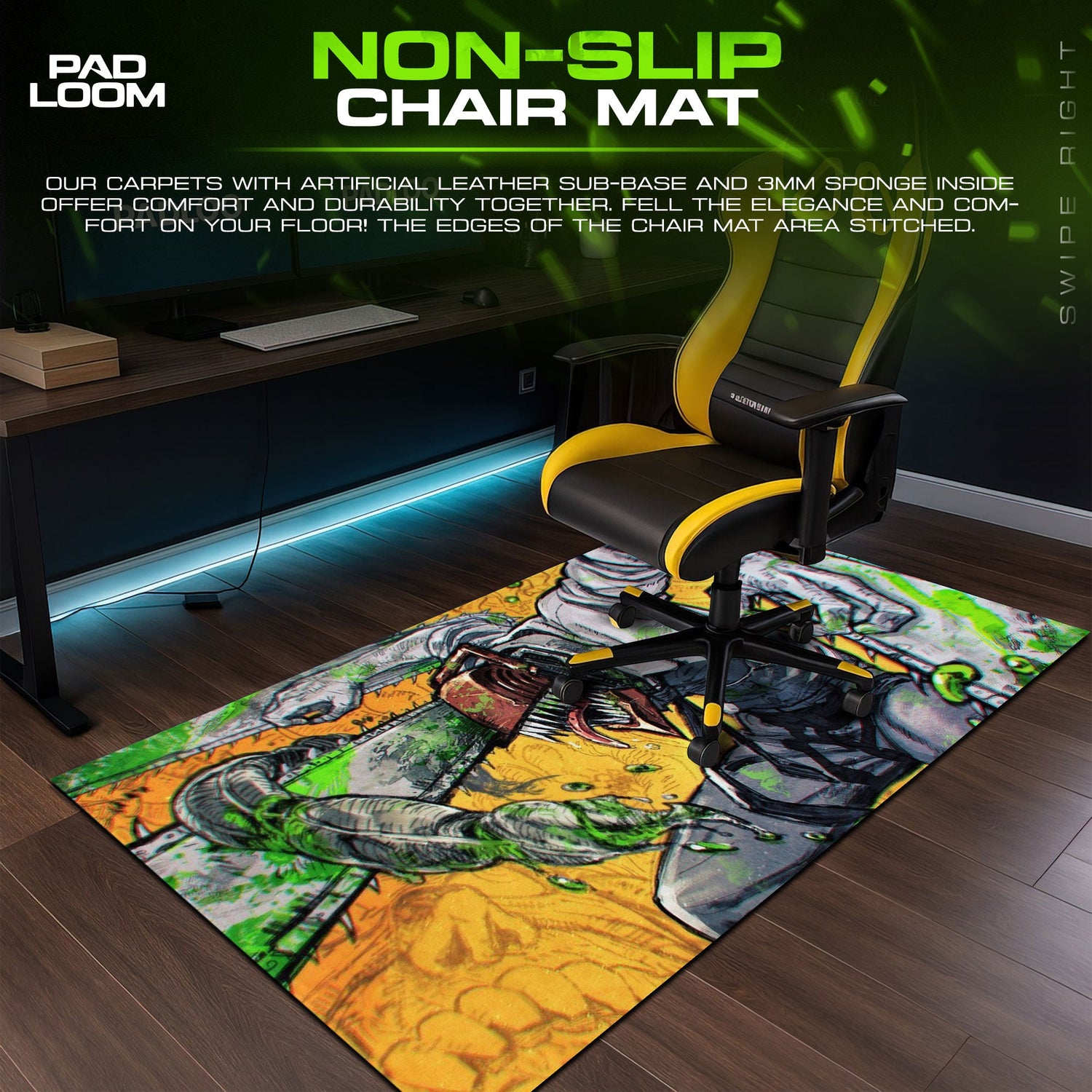 Chainsaw Man Rage Strike Mouse Pad, Anime Gaming Desk Mat Padloom