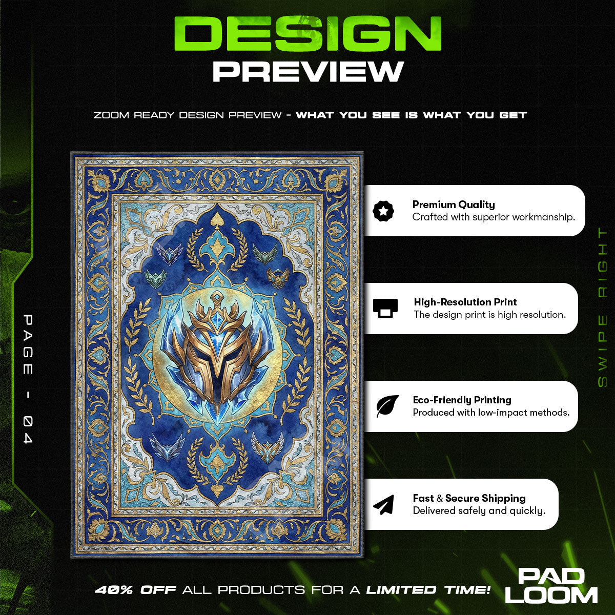 Challenger Crest Elite Rug - League of Legends Chair Mat