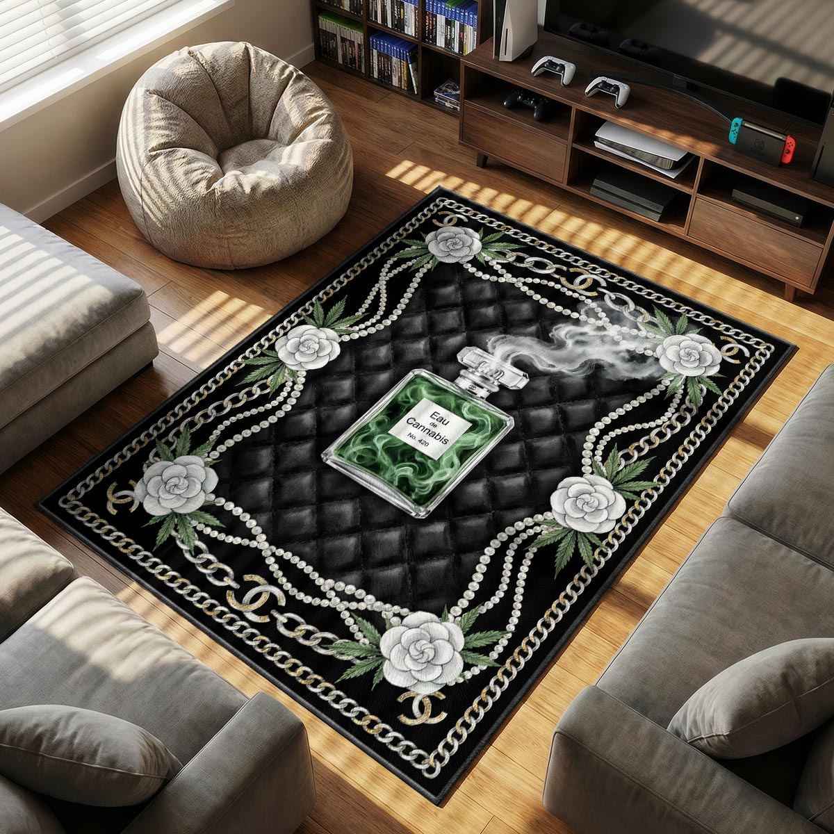 Chanel Eau De Cannabis Rug - Streetwear Floor Mat