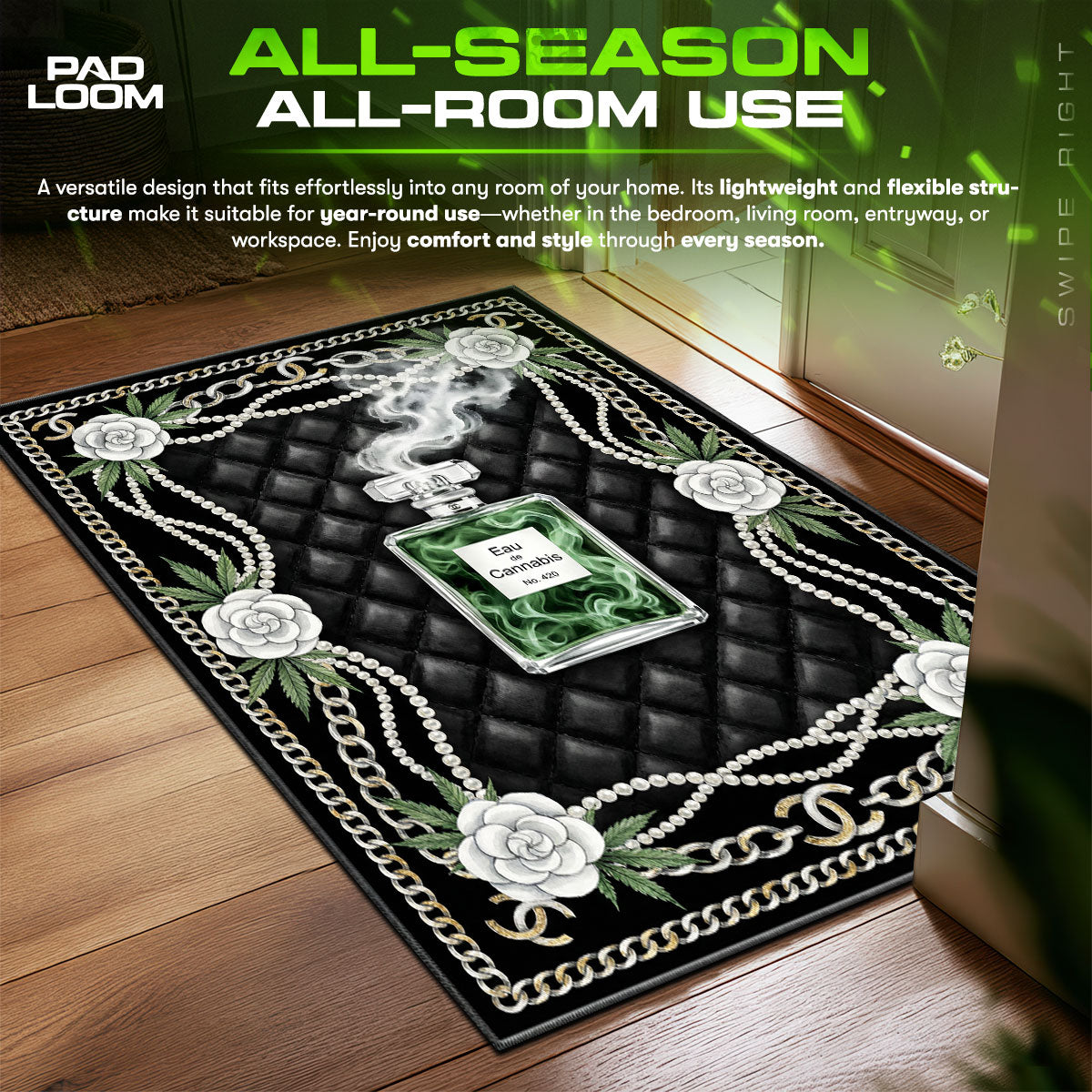 Chanel Eau De Cannabis Rug - Streetwear Floor Mat