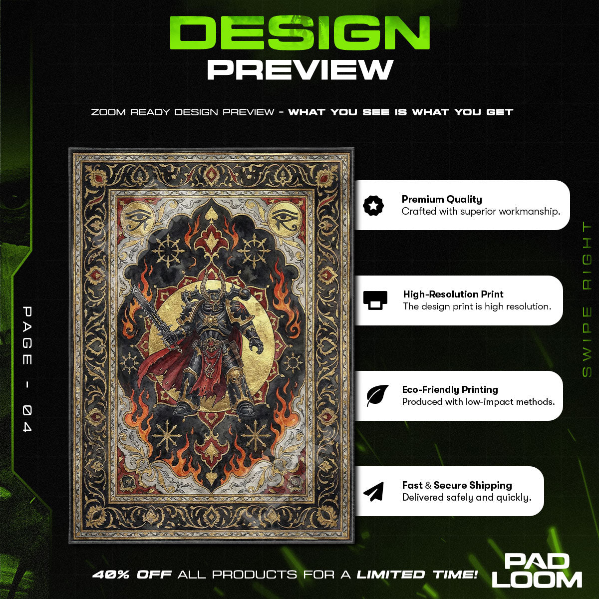 Chaos Marine Ketzerteppich - Warhammer 40k Stuhlunterlage