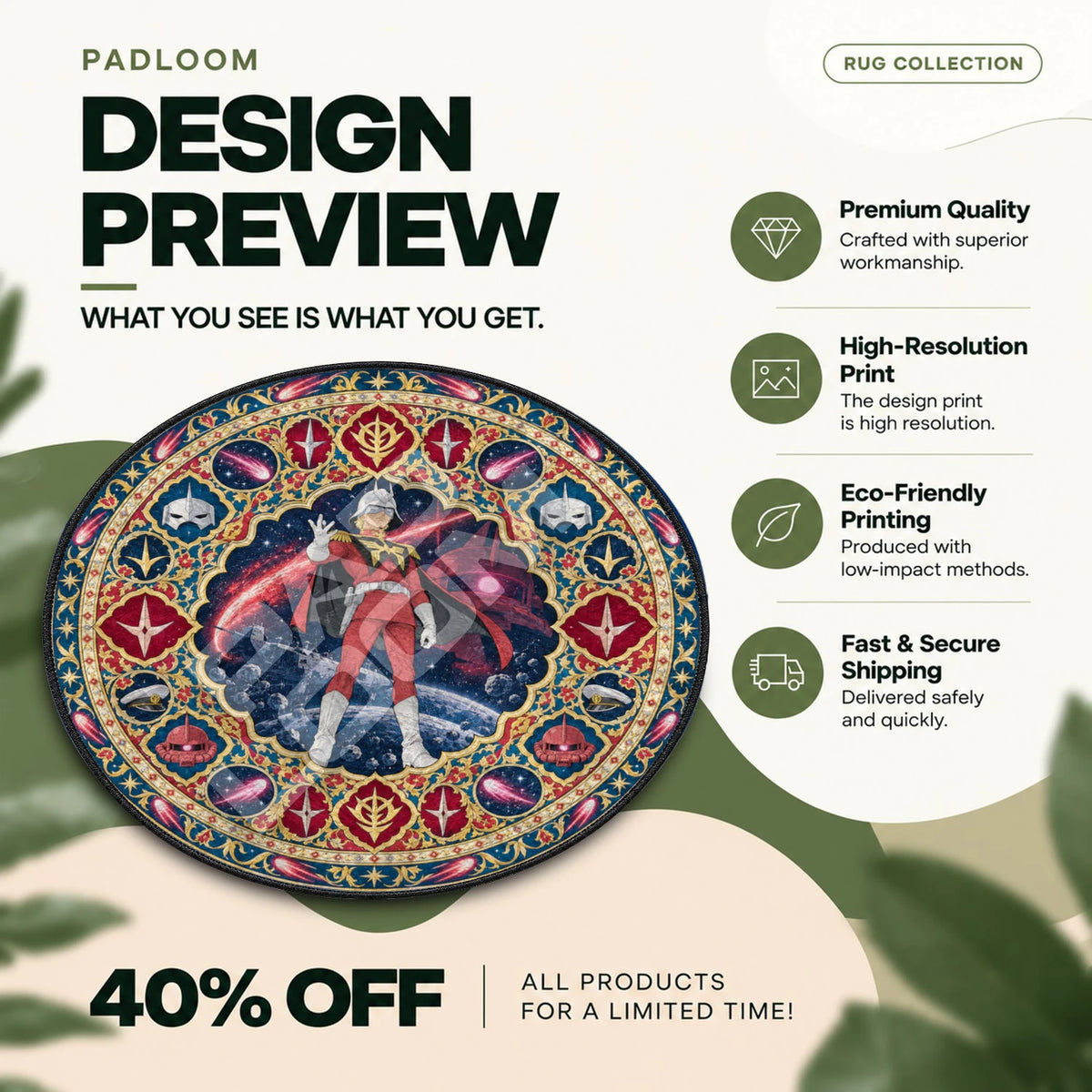 Char Comet Gundam round rug full design preview