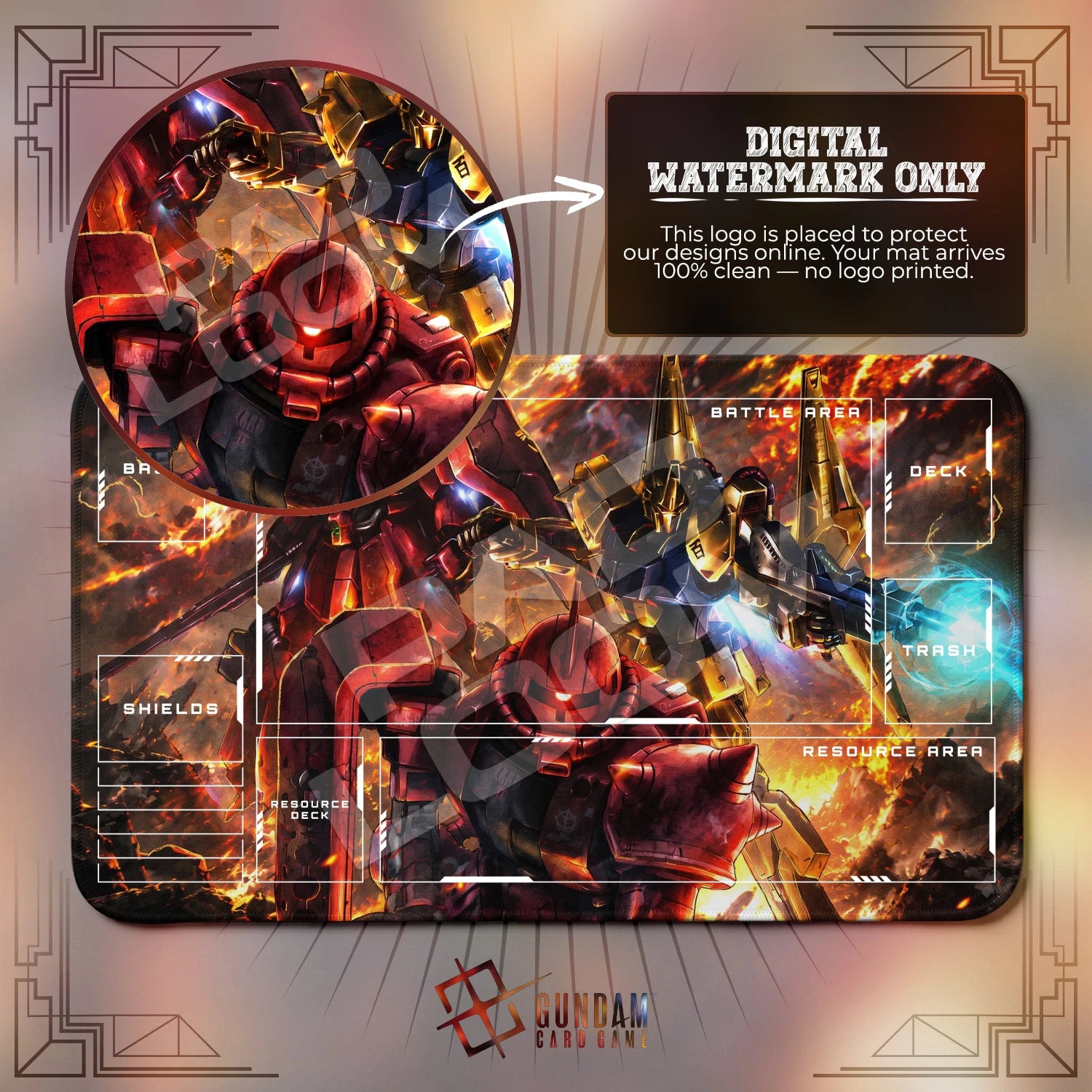 Char Trinity Playmat - Gundam TCG Card Game Mat