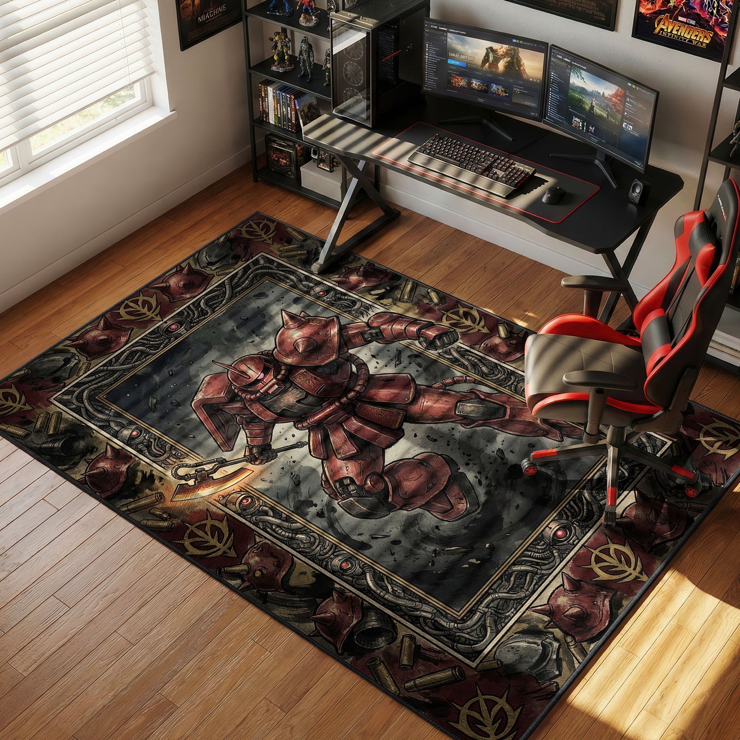 Char's Zaku II Red Comet Mobile Suit Gundam Chair rug — main product view