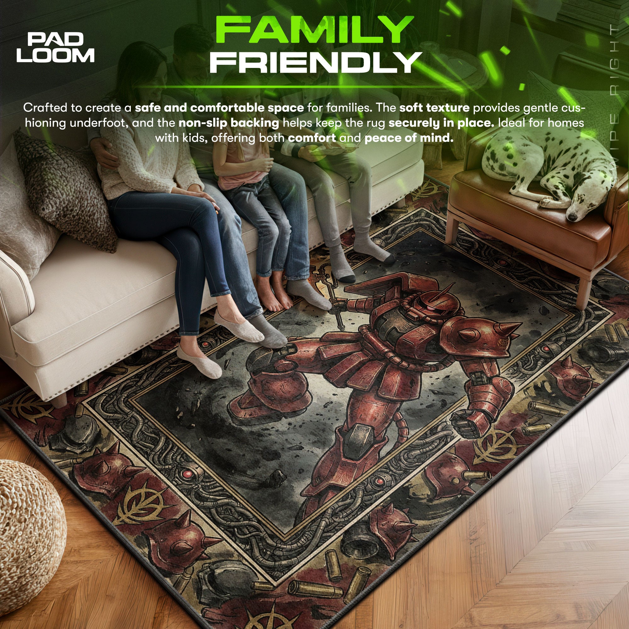 Char's area rug showing full home decor artwork