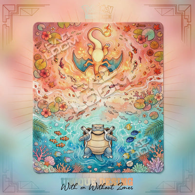 Charizard Blastoise Playmat - 2 Player Pokemon TCG