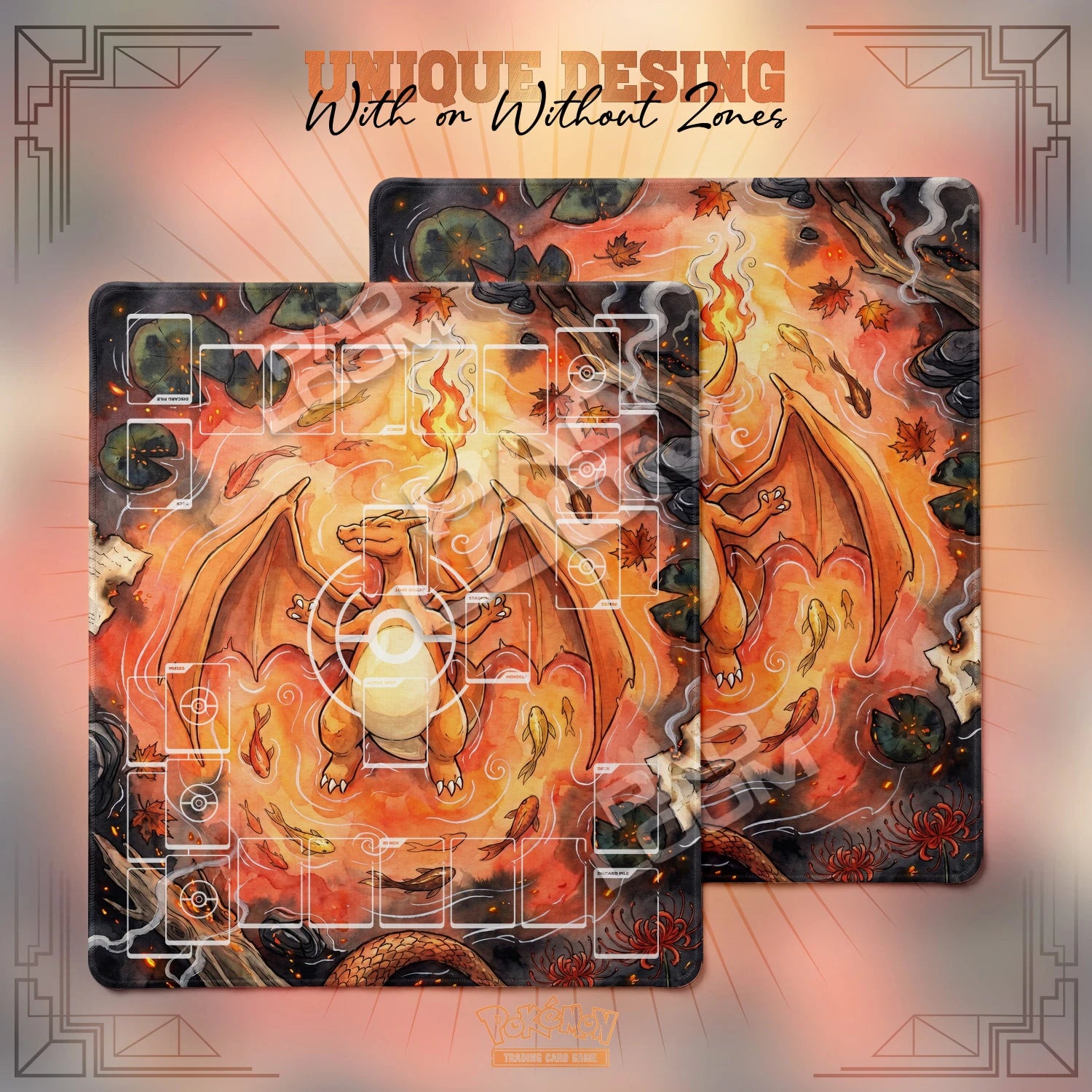 Charizard Blaze Playmat - 2 Player Pokemon TCG Mat