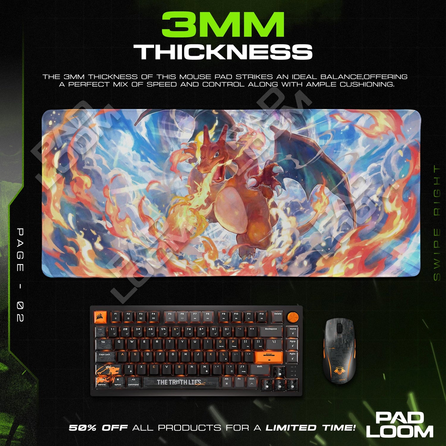 Charizard Blaze Wing Mouse Pad - Pokémon Desk Mat
