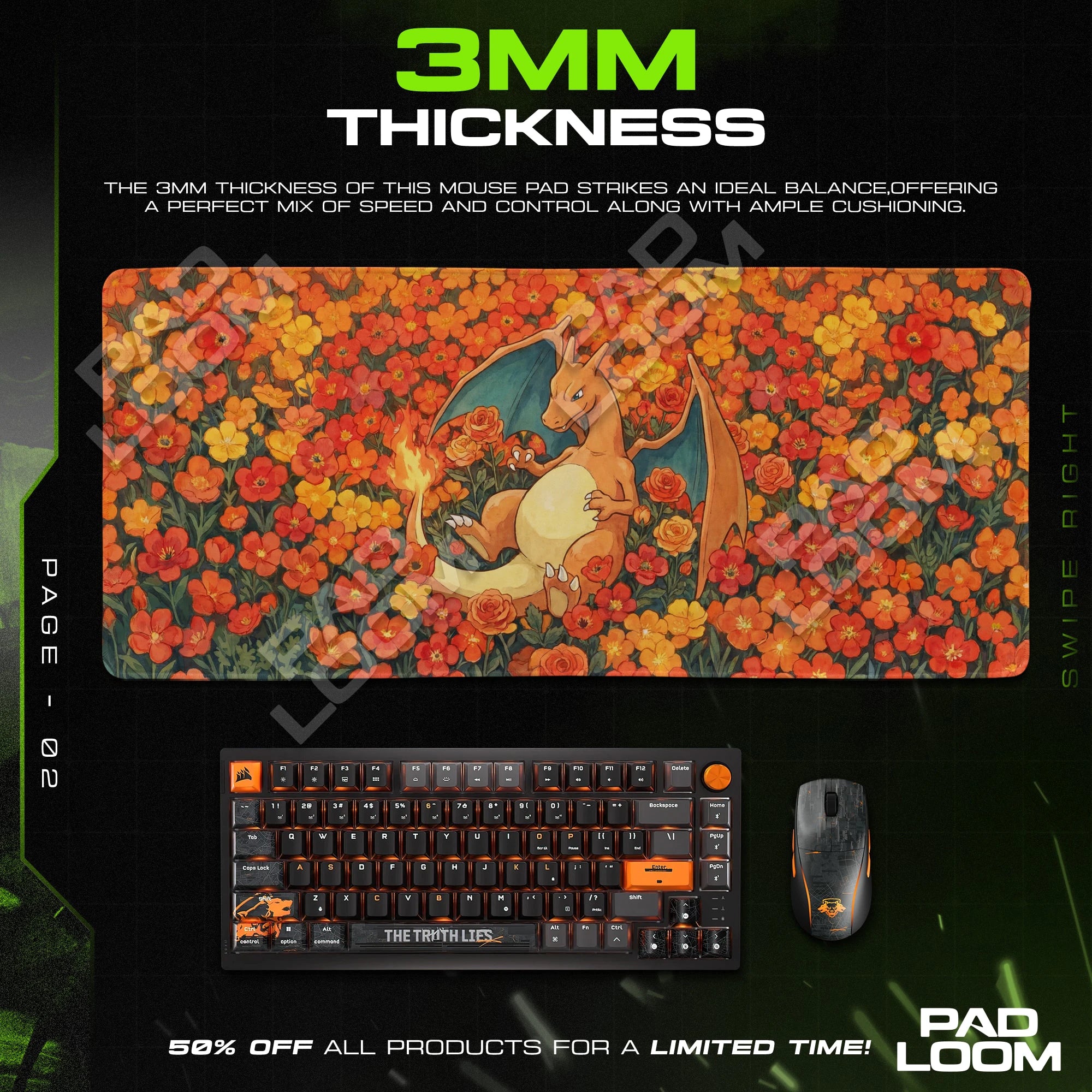 Charizard Blossom Rest Mouse Pad - Pokémon Desk Mat