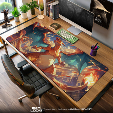 Charizard City Blaze Mouse Pad, Pokémon Dragon Flame Gaming Desk Mat