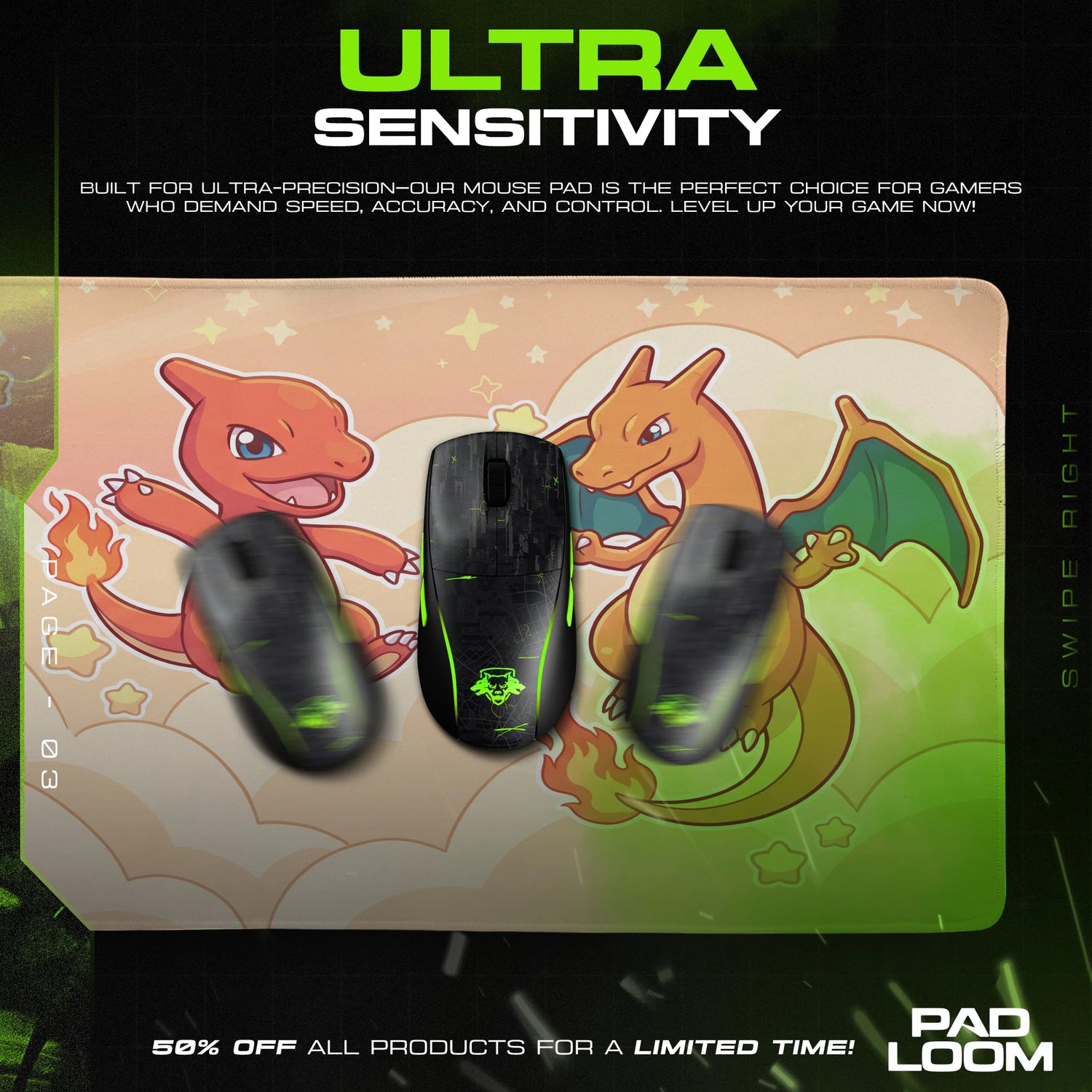 Charizard Evo Trio Mouse Pad - Pokémon Desk Mat