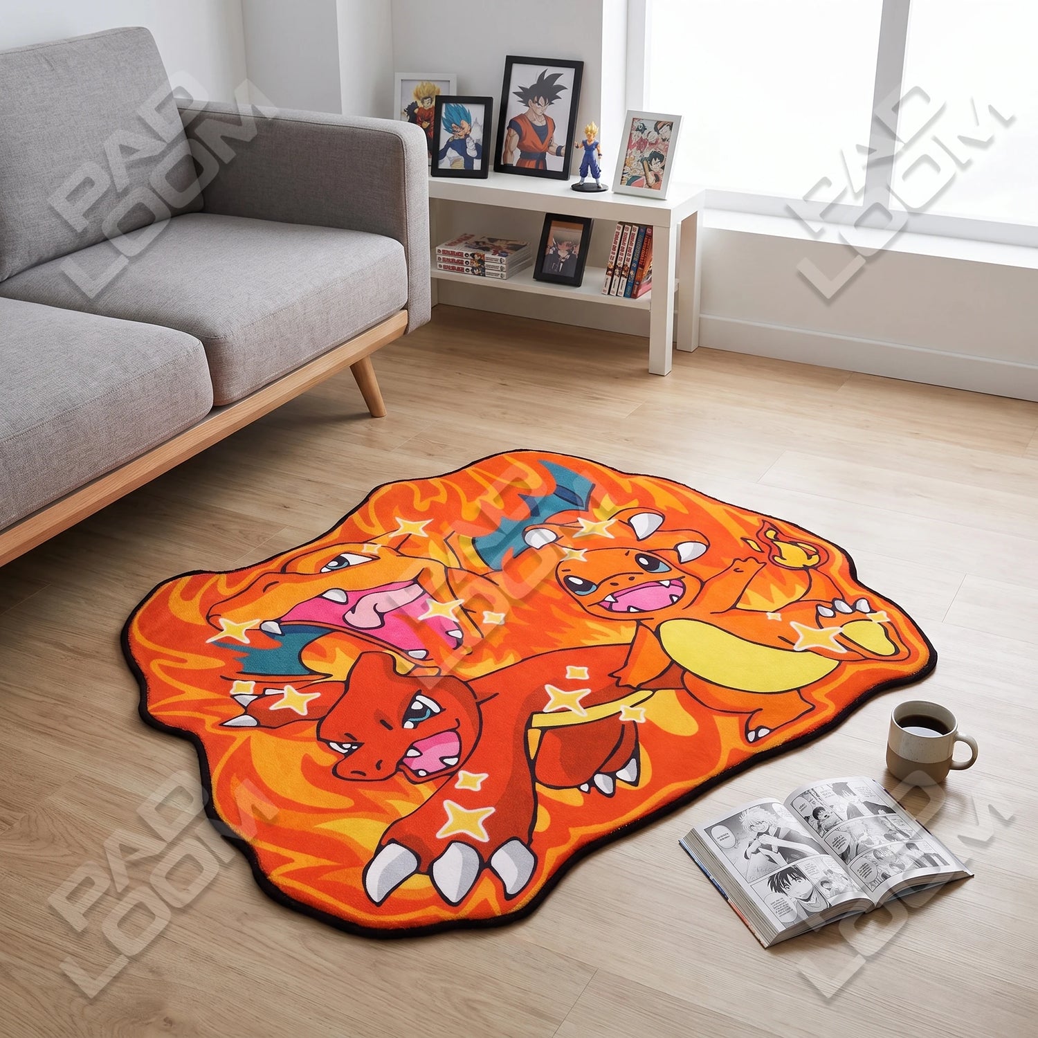 Charizard Evolution Rug - Shaped Anime Area Rug