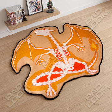 Charizard Skeleton shaped area rug, die-cut anime rug