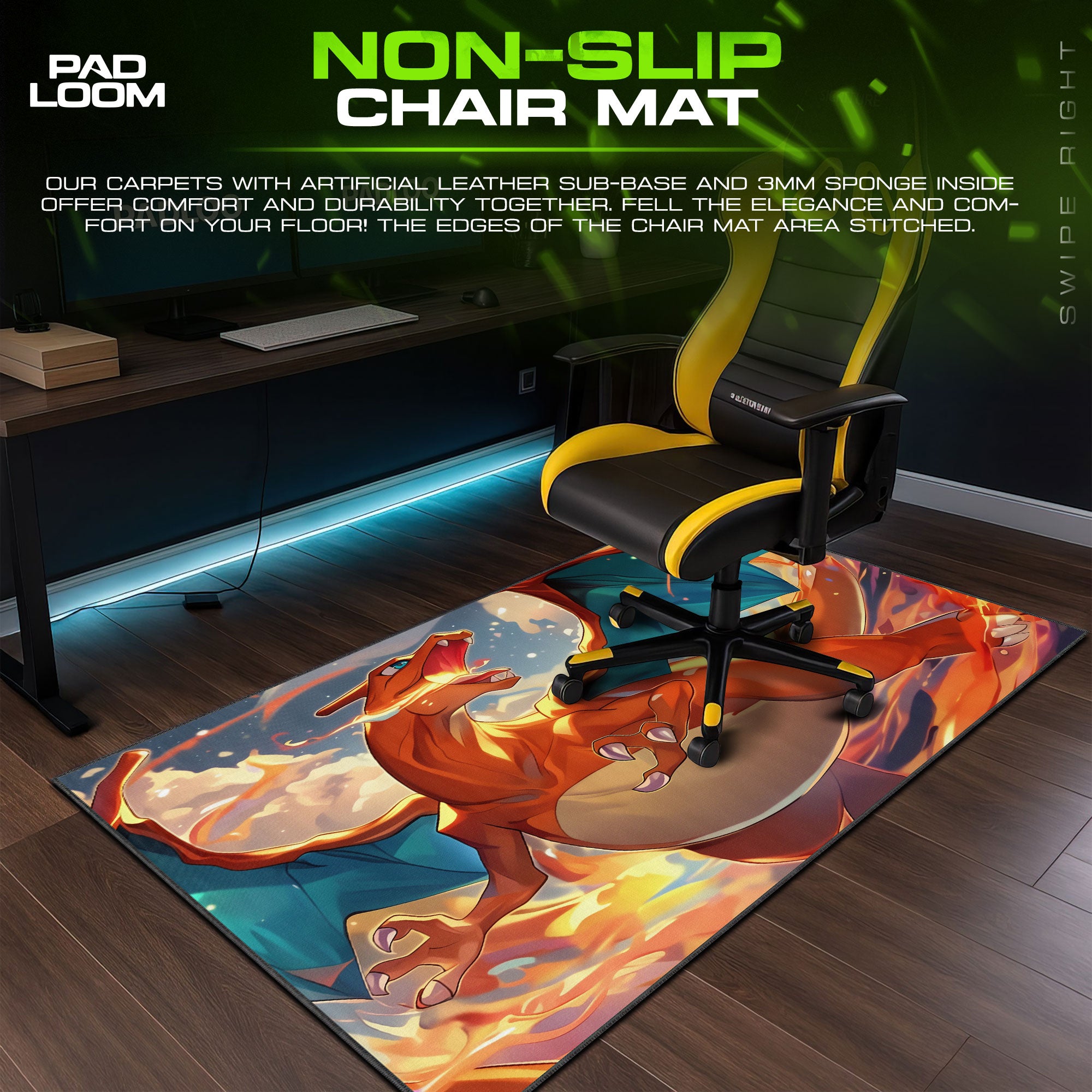 Charizard Sky Inferno Mouse Pad, Pokémon Fire Dragon Gaming Desk Mat