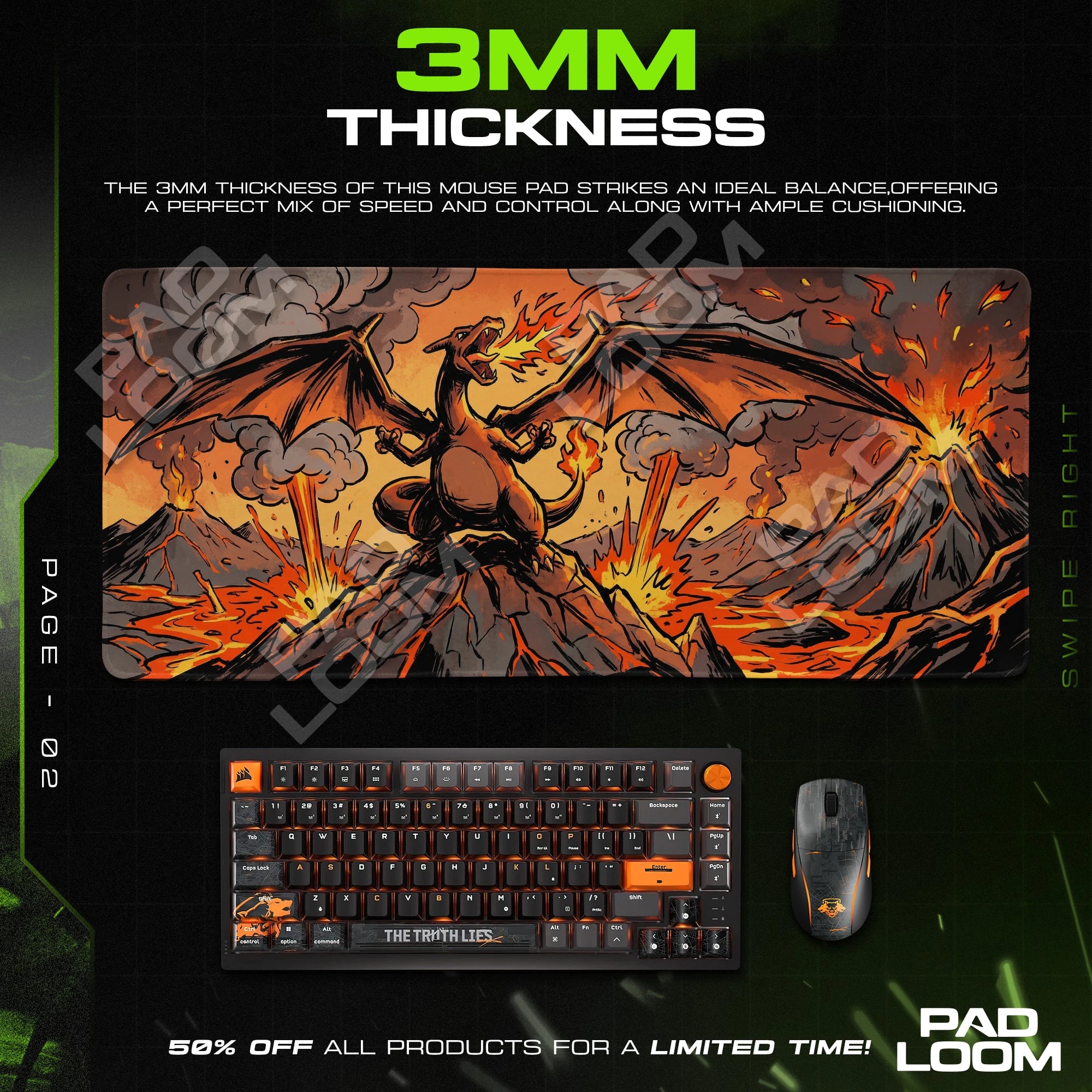 Charizard Volcano Roar Mouse Pad - Pokémon Desk Mat