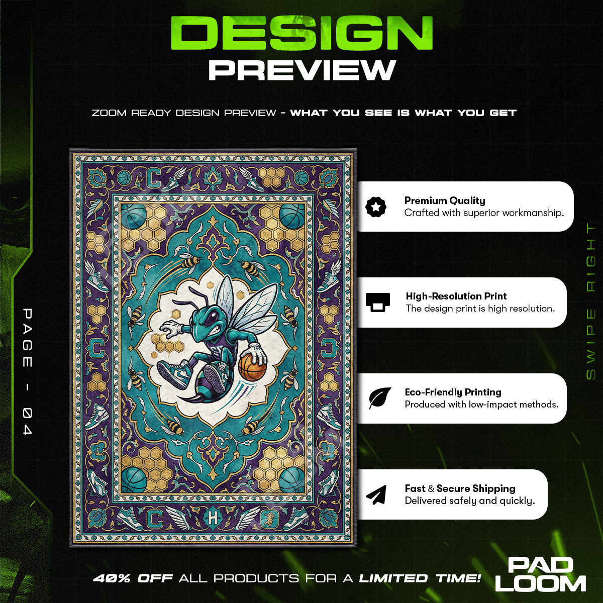 Hypebeast character design printed on rug