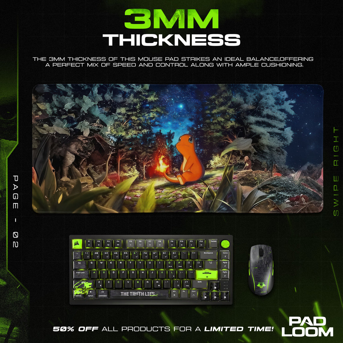 Charmander Campfire Mouse Pad - Cozy Forest Gaming Desk Mat
