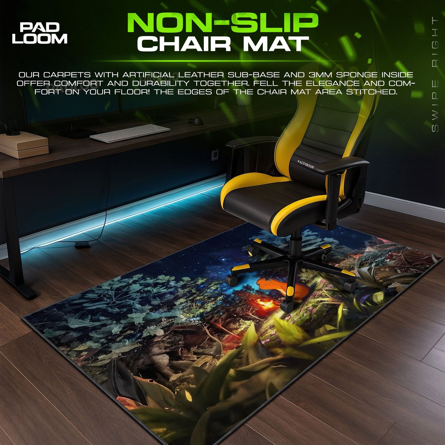 Charmander Campfire Mouse Pad - Cozy Forest Gaming Desk Mat Padloom