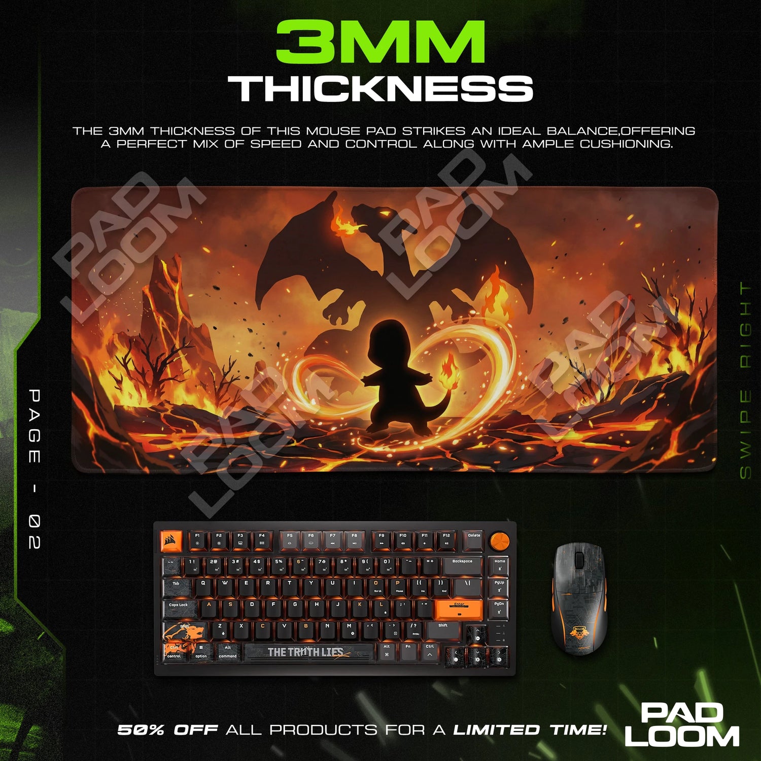 Charmander Ember Destiny Mouse Pad - Pokemon Desk Mat