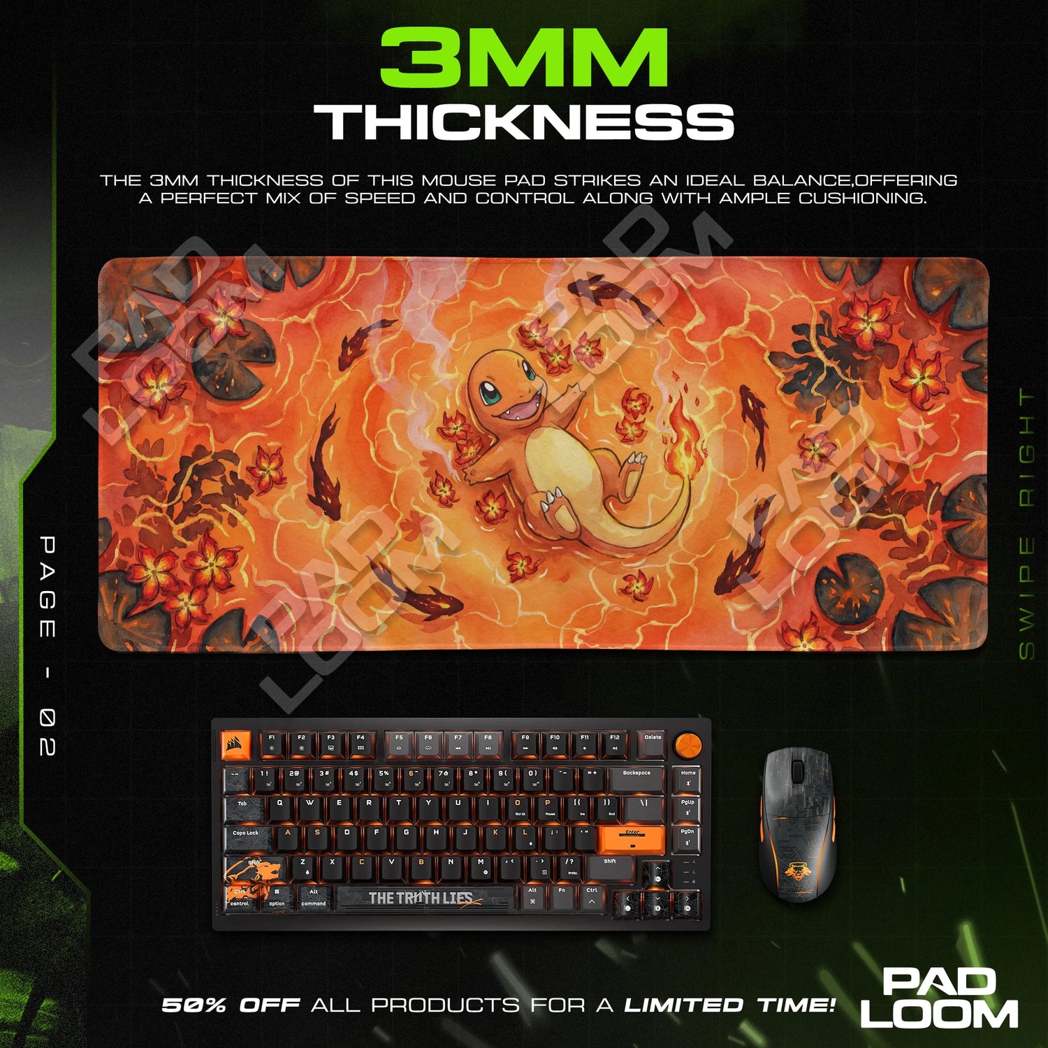Charmander Ember Koi Mouse Pad - Pokémon Desk Mat