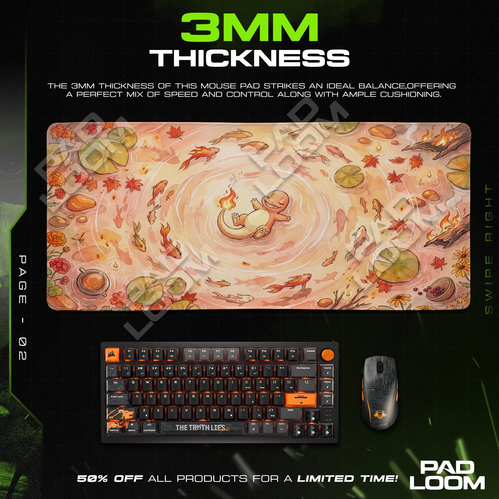 Charmander Ember Pond Mouse Pad - Pokemon Desk Mat