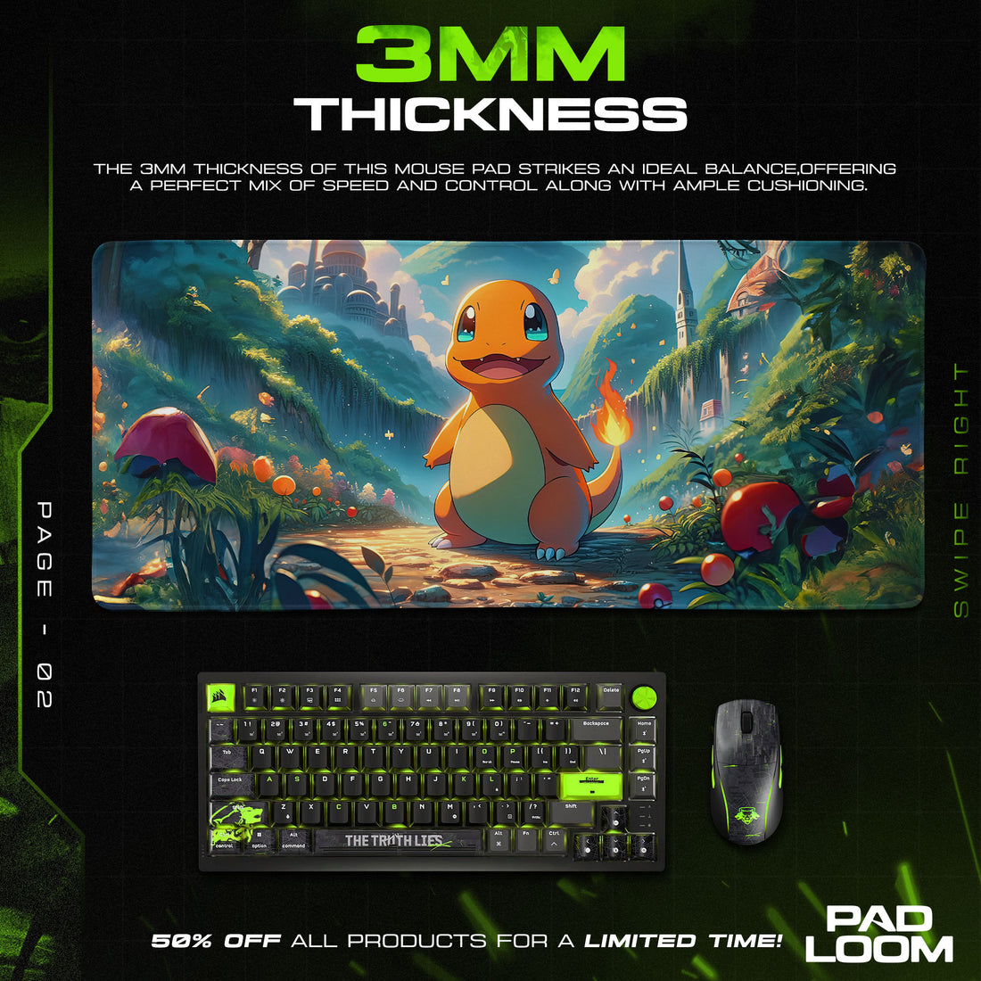 Charmander Forest Path Mouse Pad, Pokémon Gaming Desk Mat