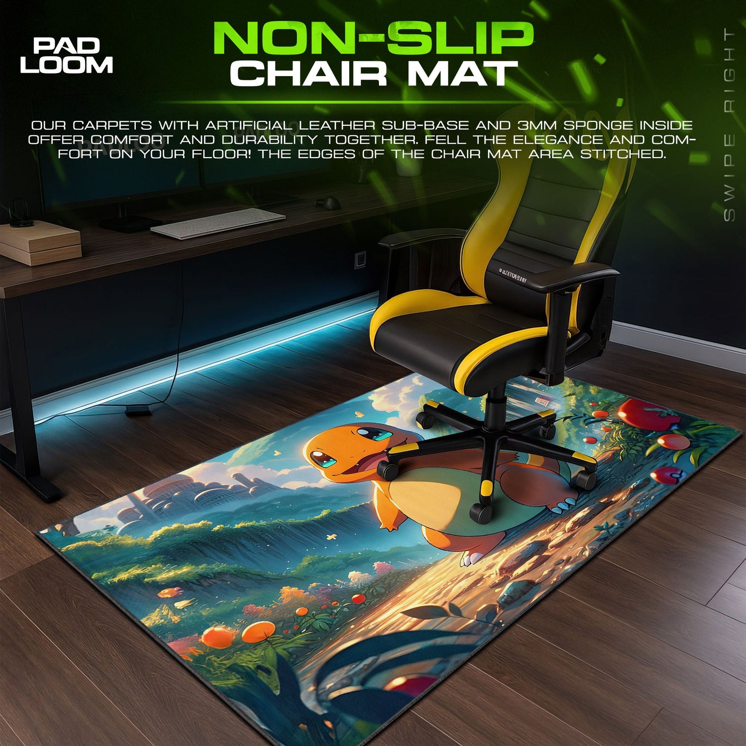 Charmander Forest Path Mouse Pad, Pokémon Gaming Desk Mat Padloom