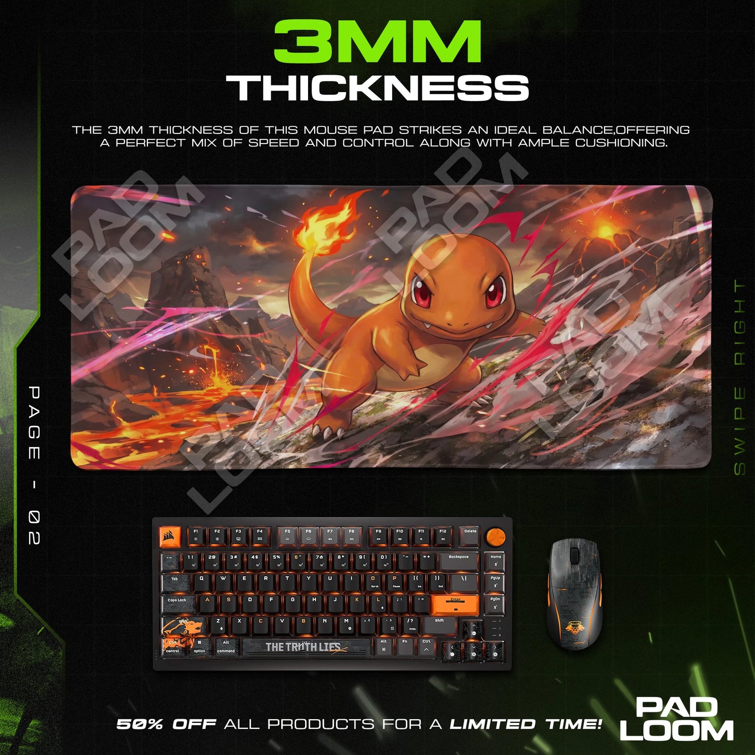 Charmander Lava Ledge Mouse Pad - Pokémon Desk Mat