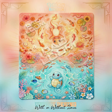 Charmander Squirtle 2-player Pokemon TCG playmat, 24x28 in duel mat design